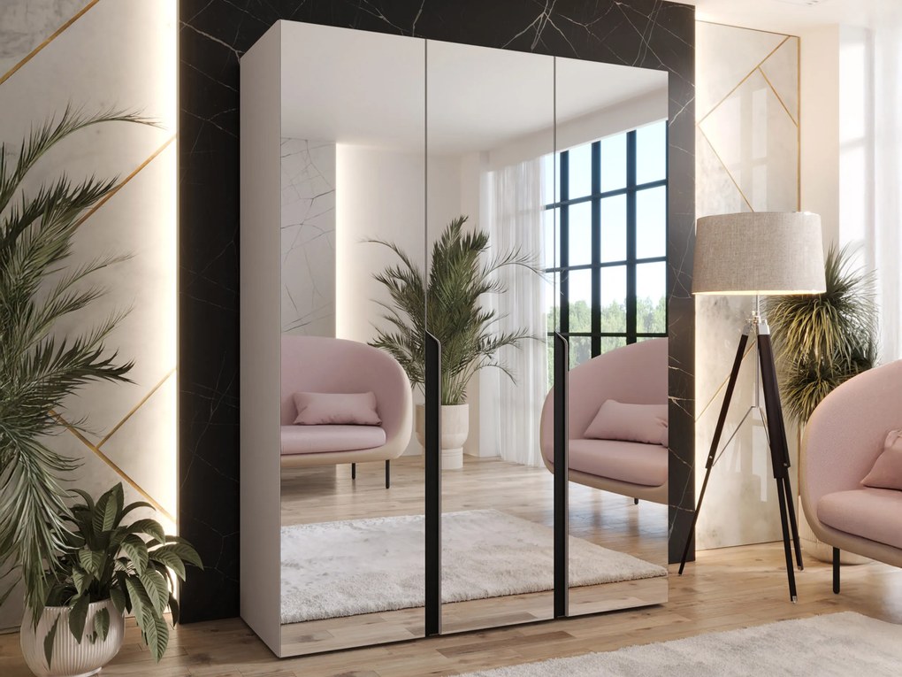 Kledingkast Hartford 590, Kasjmier, Zwart, 202x150x52cm, 104.8 kg, Kledingkast deuren: Met scharnieren