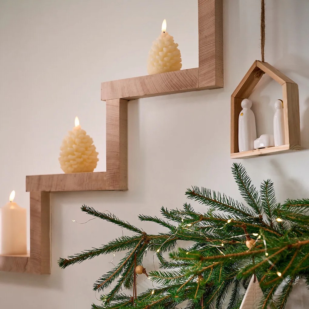 Dennenappel LED-kaars in was, H13 cm, Caspar