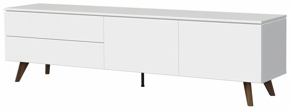 Tenzo Plain Mat Wit Tv-meubel Modern Walnoot Poot - 210x45x57cm.