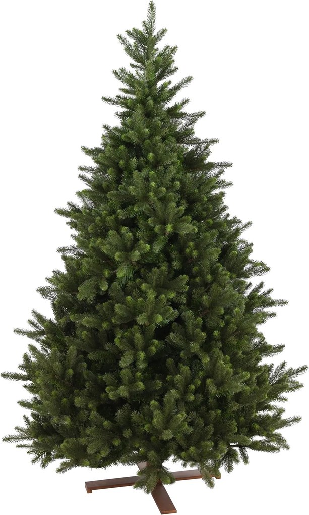 Kentucky Deluxe Hinged kunstkerstboom - 198 cm - Donkergroen - Diameter 124 cm - 1542 tips - Houten voet