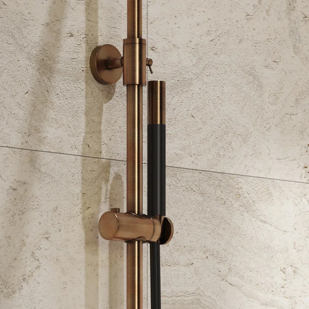 Saniclear Antique Curved Pro opbouw regendouche verouderd messing met 20cm hoofddouche
