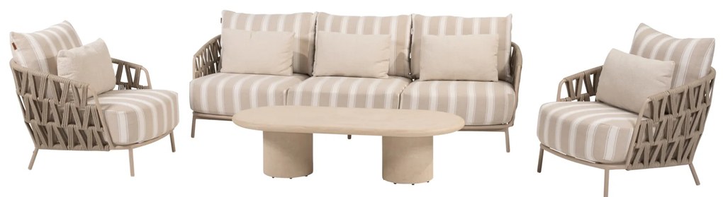 Hampton Beverly stoel bank loungeset 4 delig latte 4 Seasons Outdoor