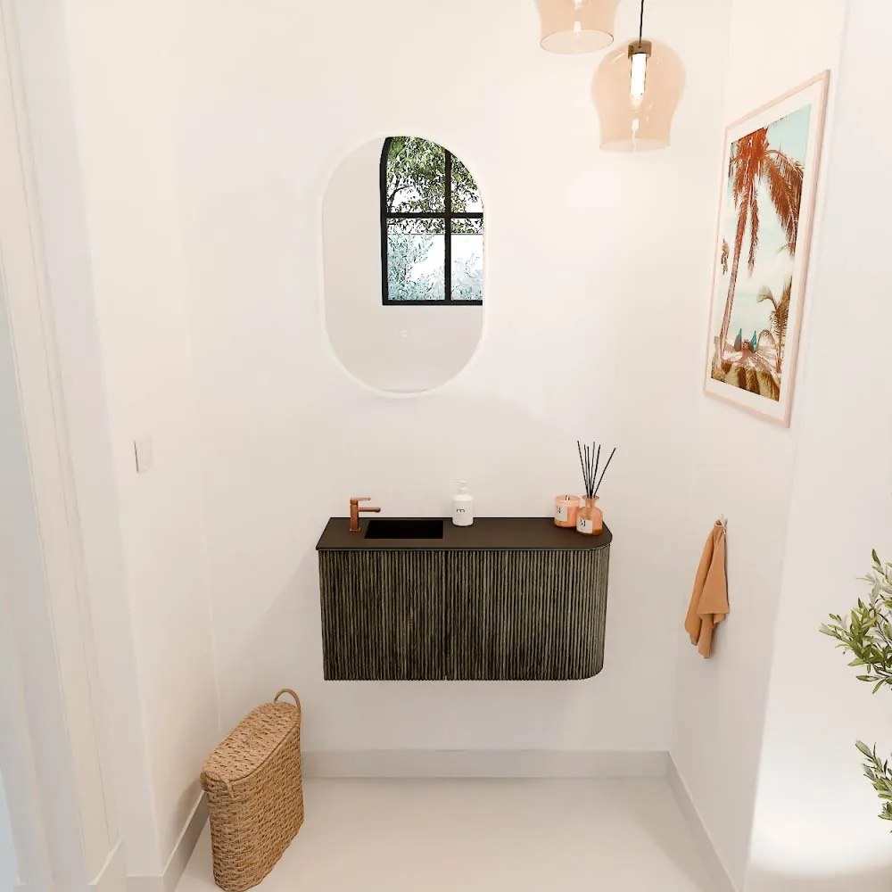 Mondiaz Joya 80cm toiletmeubel ronding rechts shadow met wastafel faye links 1 kraangat urban