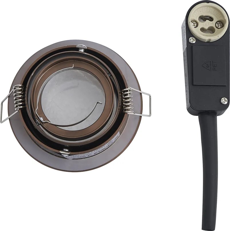 Moderne inbouwspot donker brons draai- en kantelbaar IP44 - Chuck