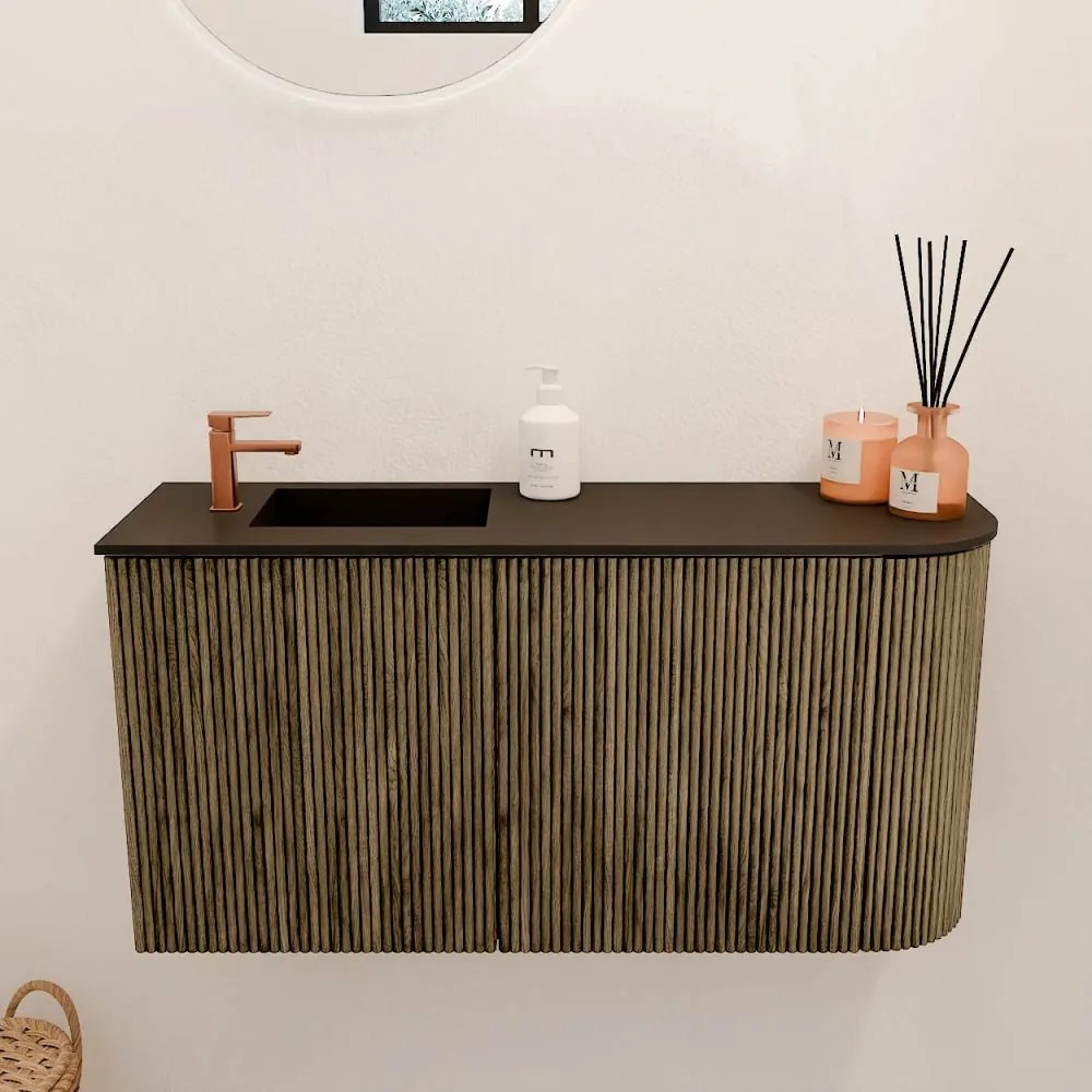 Mondiaz Joya 80cm toiletmeubel ronding rechts dusk met wastafel faye links 1 kraangat urban