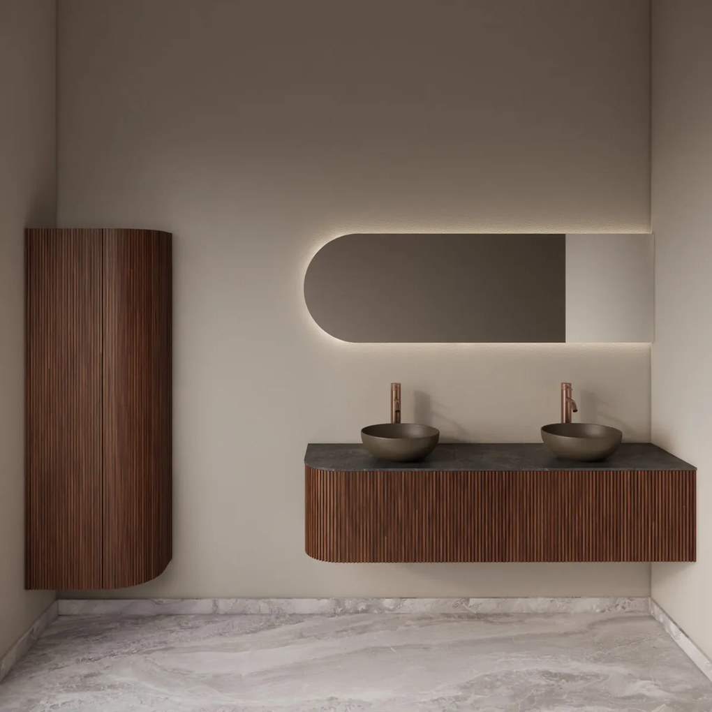 Gliss Design Alluro kolomkast 160cm met ronding rechts walnut