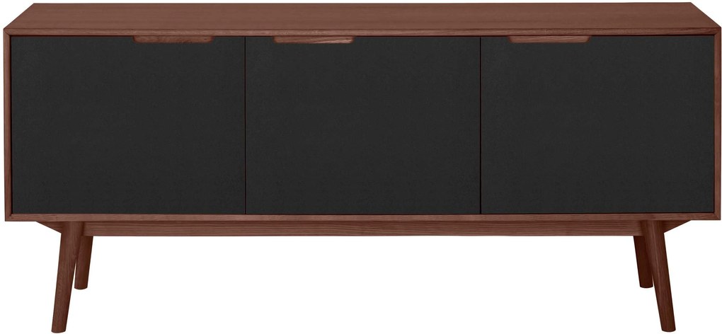 Wood and Vision Curve Sideboard dressoir large 3 walnoot deuren zwart