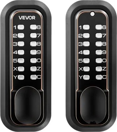 VEVOR Mechanisch Codeslot met Dubbelzijdig Toetsenbord (4- tot 7-cijferige code), Sleutelloos Deurslot met Deurknop & Automatische Vergrendeling, voor Voordeuren en Garages, Oliebronskleurige Afwerking