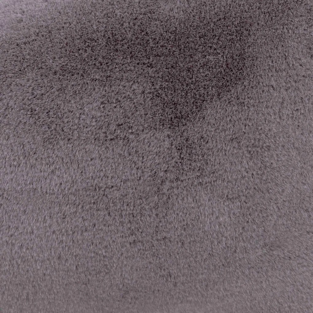 Icon Milano Rabbit Faux Fur Round Footstool Bean Bag, Light Grey