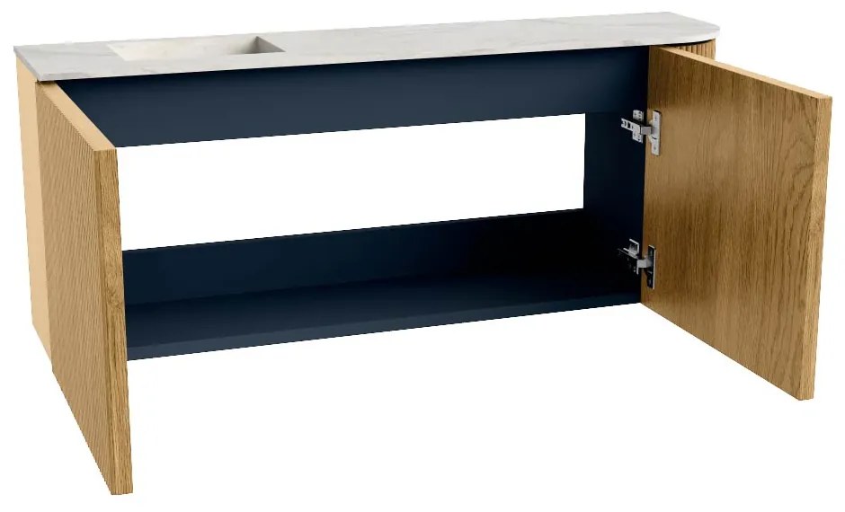 Mondiaz Joya DLux 100cm toiletmeubel ronding rechts oak met wastafel faye links 1 kraangat ostra