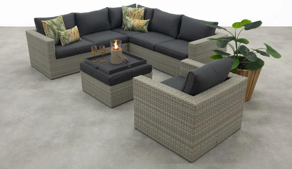 Atlanta wicker loungeset 5-delig – Vintage grey - Garden impressions