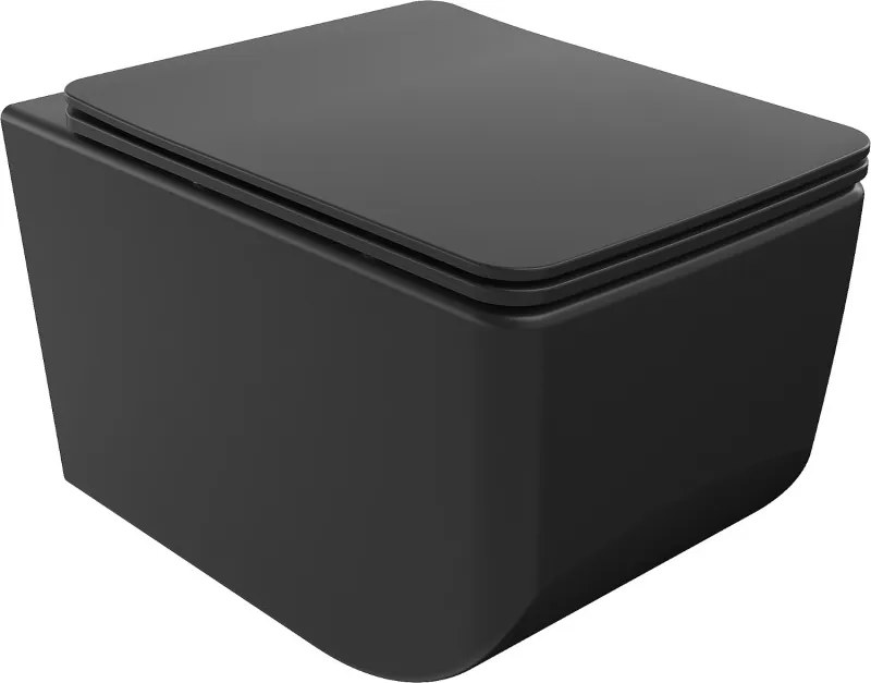 Mexen Vera wc-ontwerp zonder rand met langzaam sluitende slanke duroplast-bril, matzwart - 30164070