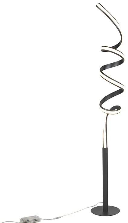 Design vloerlamp zwart incl. LED en dimmer - Twisted