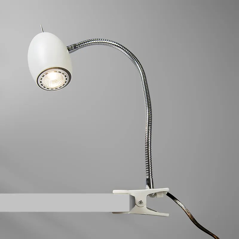 Design klemSpot / Opbouwspot / Plafondspot wit met flexarm - Egg Design, Industriele / Industrie / Industrial, Modern, Retro GU10 rond Binnenverlichting Lamp