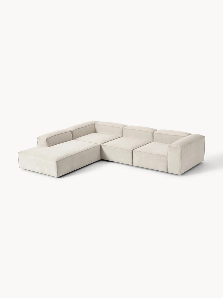 Modulaire ribfluwelen hoekbank Lennon (4-zits)