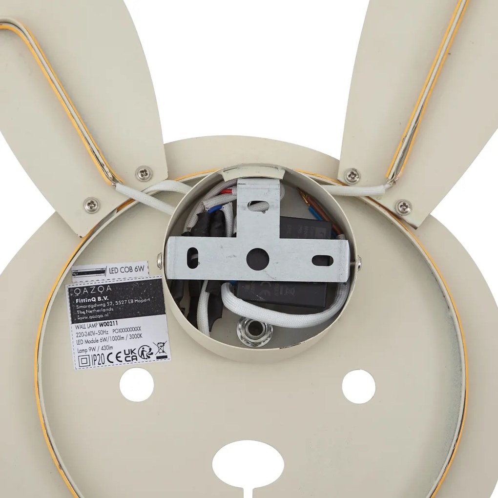 Kinder wandlamp beige incl. LED 3-staps dimbaar - Benny the Bunny