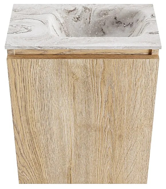 Mondiaz Ture DLux toiletmeubel 40cm washed oak met wastafel glace rechts met kraangat