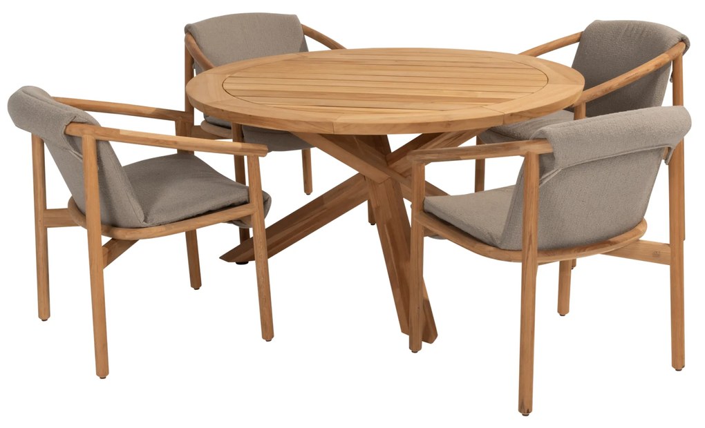 Prado Tess dining tuinset 5 delig 130 cm rond teak 4 Seasons Outdoor