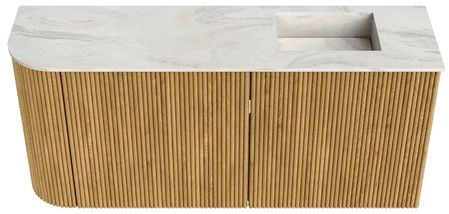 Mondiaz Joya DLux 90cm toiletmeubel ronding links oak met wastafel faye rechts zonder kraangat ostra