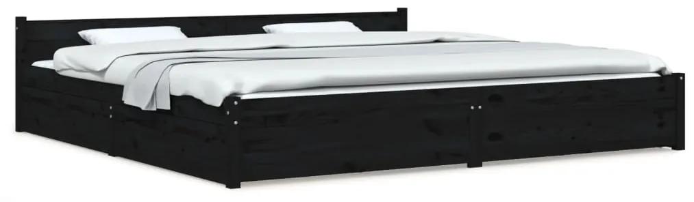 vidaXL Bedframe met lades zwart 180x200 cm 6FT Super King