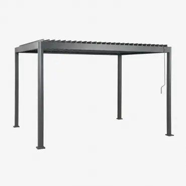 Bioclimatische Aluminium Pergola Met Druvia Lamellen Grijs – Grafiet & 3 X 4 M - Sklum