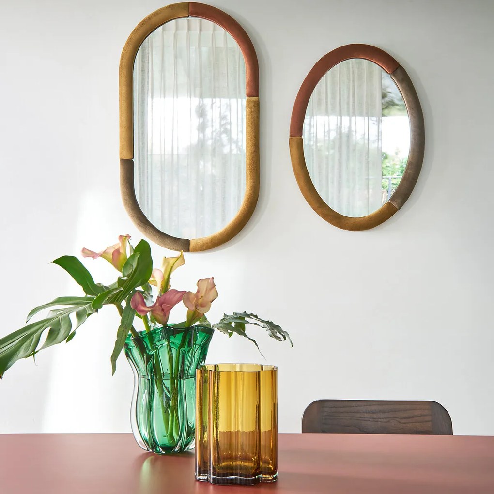 Amberkleurige glazen vaas H20 cm Helia