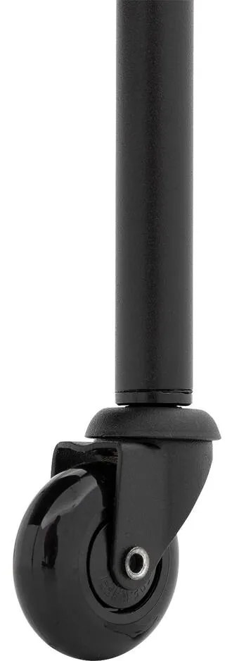 Goossens Excellent Eetkamerstoel Leogang zwart leer met armleuning en Zwart skater wiel met zwarte kapmet wielen, elegant chic