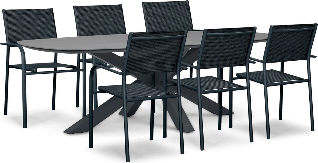 Tuinset 6 personen 240 cm Aluminium Grijs Presto Brentino/Voyage