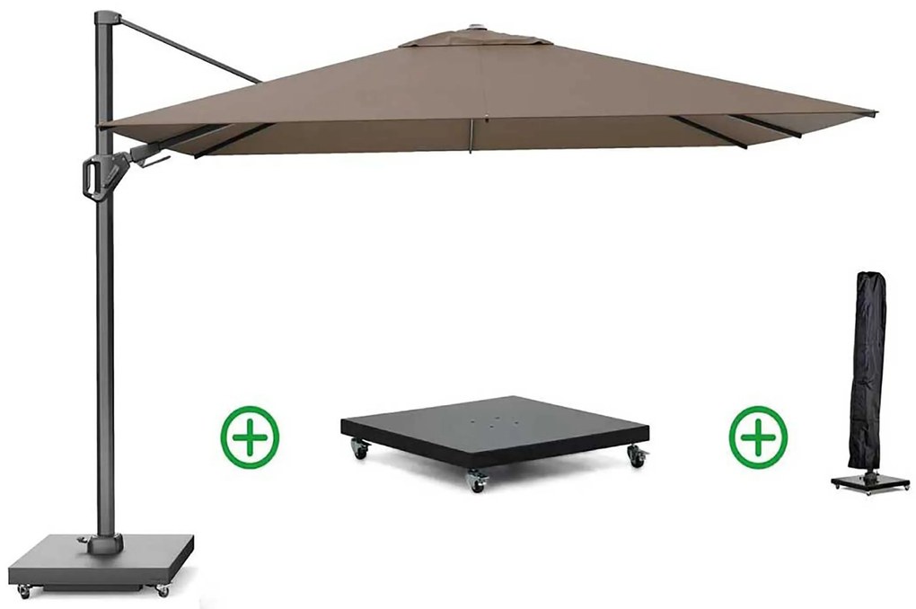 Platinum Challenger zweefparasol 2.6x3.5m T2 premium (incl. voet en hoes) havana