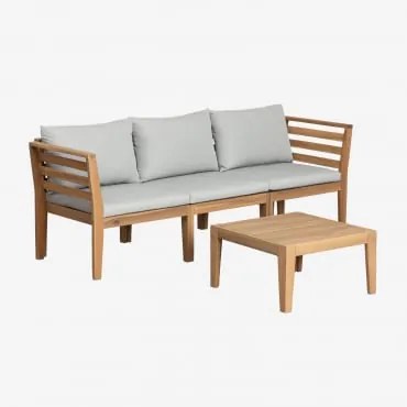 Filips 3-delige Modulaire Bankset Met Armleuningen En Salontafel In Acaciahout Grijs – Koel - Sklum
