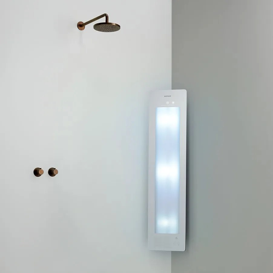 Sunshower Round Plus Medium White infraroodlamp en UV 33x140x10cm hoekopbouw