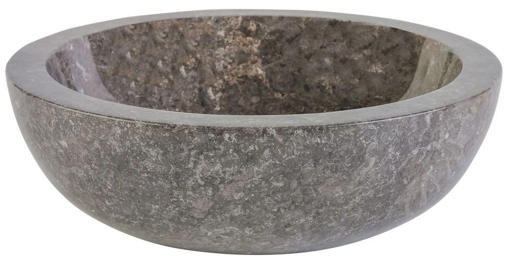 Sanigoods Ellie waskom rond gepolijst 35x12cm grijs marmer
