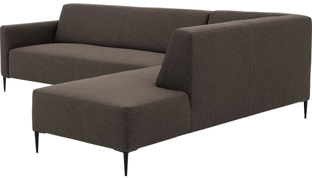 Goossens  Key West bruin, stof, 3-zits, modern design met ligelement rechts