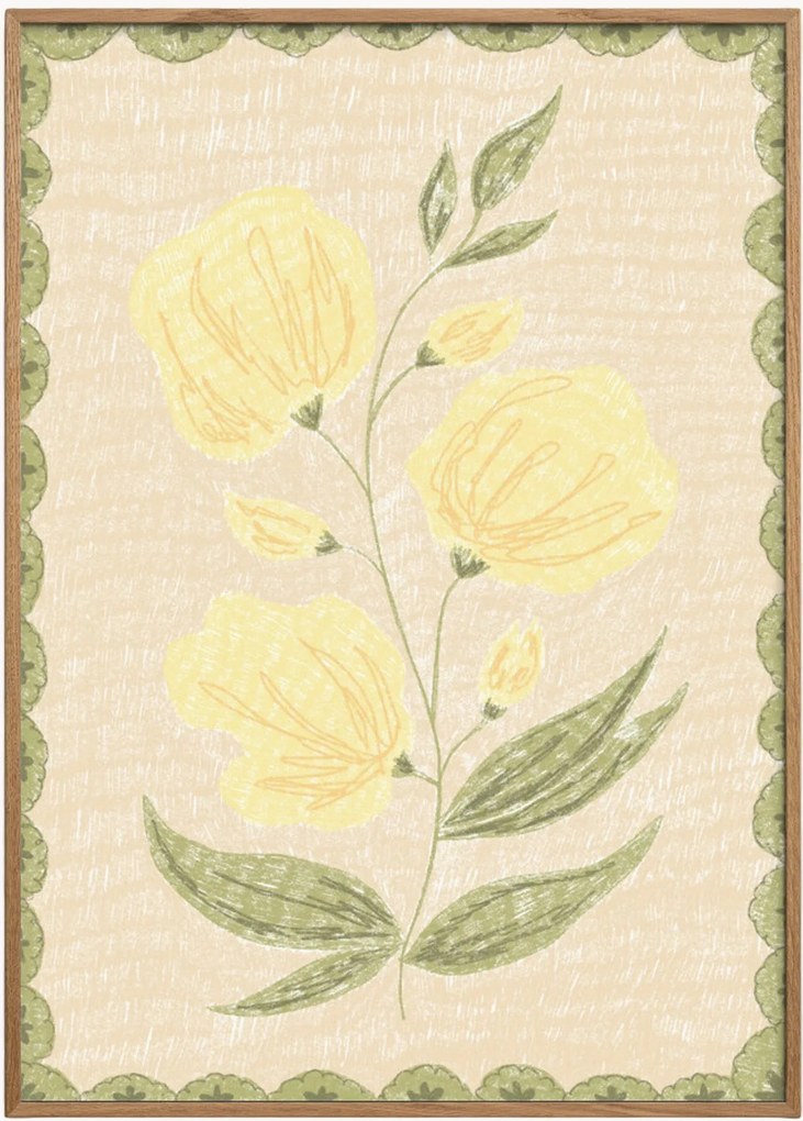 Ingelijste digitale print Butter Yellow Flowers No. 03
