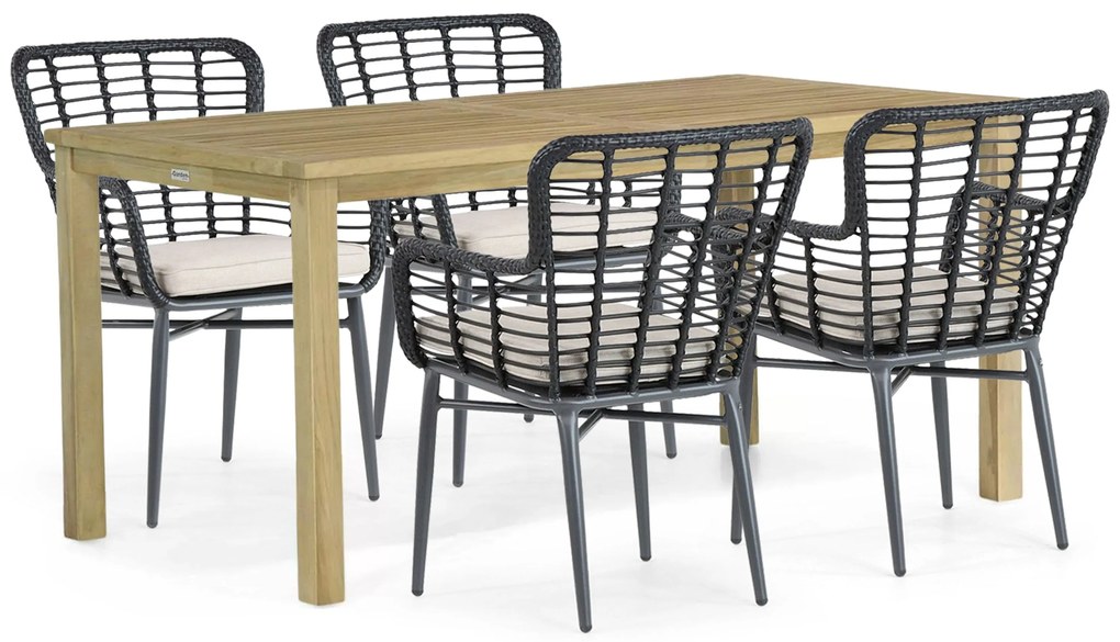 Tuinset 4 personen 160 cm Aluminium/Wicker Zwart De Laan Projects
