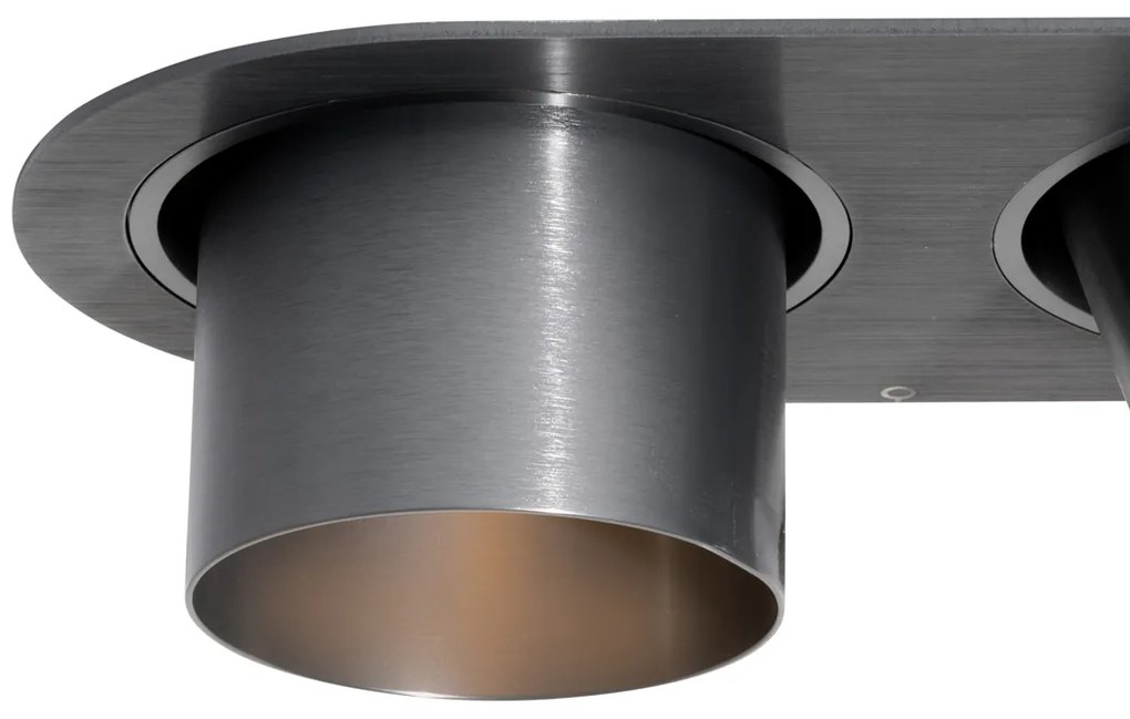 Set van 6 inbouwspots gunmetal GU10 70mm kantelbaar 2-lichts - Installa Binnenverlichting Lamp