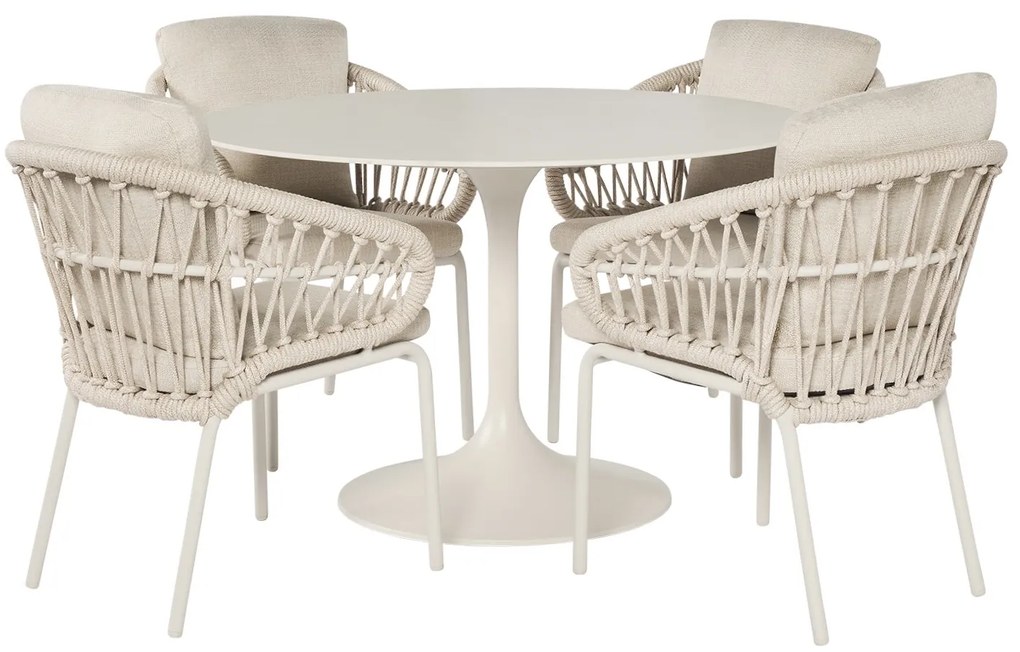 Suns Tosca Nova dining tuinset 120xH76,5 cm rond 5 delig camel sand latte