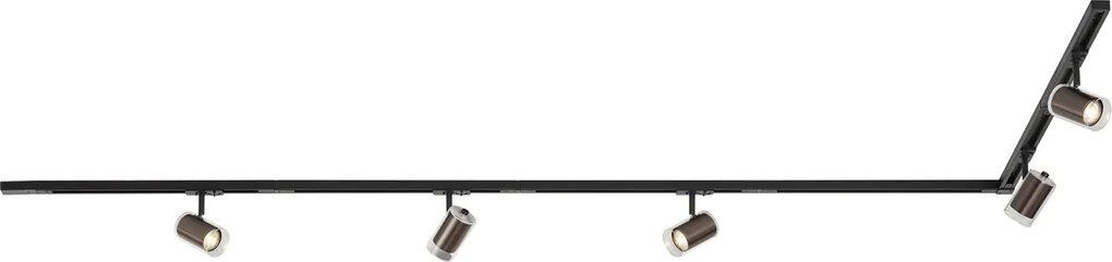 Modern railsysteem zwart met 5 spots donker brons 1-fase - Iconic Lloyd