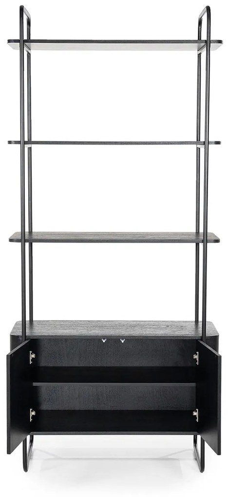 Eleonora James Smalle Stellingkast Zwart Mangohout - 96x46x210cm.