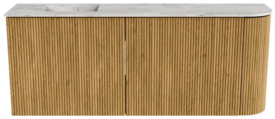 Mondiaz Joya DLux 100cm toiletmeubel ronding rechts oak met wastafel faye links 1 kraangat glace