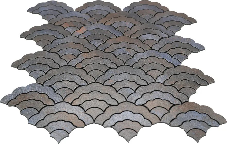 Zelfklevende Mozaïektegels Metaal | Waaier Antraciet | 26,8×28,1 cm | Keuken, Bad & WC