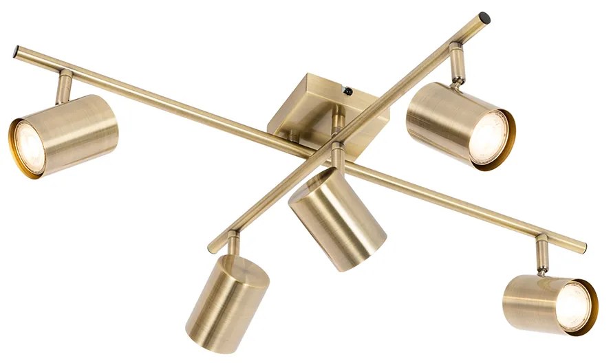 Moderne plafondlamp brons 5-lichts verstelbaar rechthoekig - Jeana