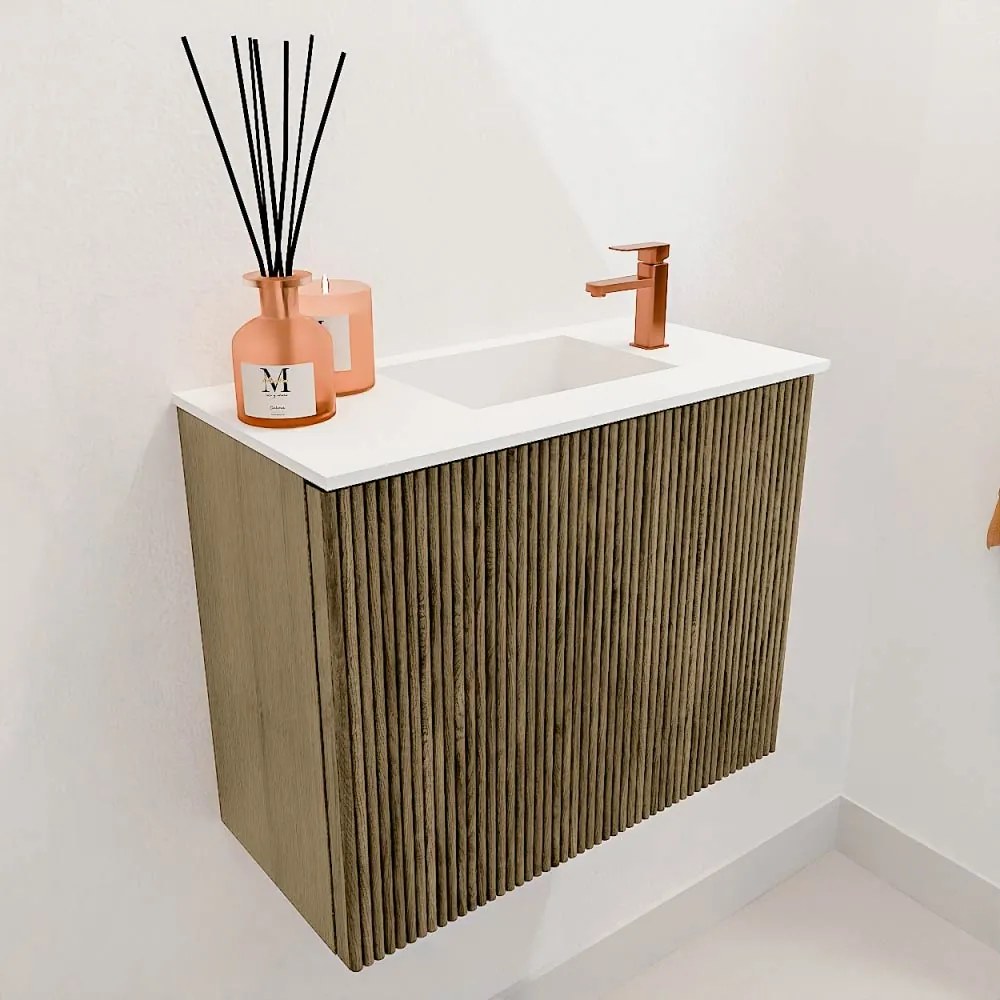 Mondiaz Joya 50cm toiletmeubel dusk met wastafel faye rechts 1 kraangat talc