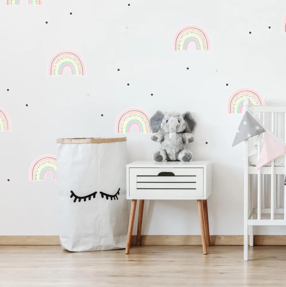 INSPIO Pastelkleurige regenbogen met stippen - muurstickers voor meisjes