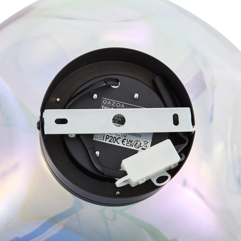 Design plafondlamp zwart met regenboog glas - Gemma