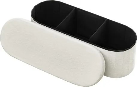 VEVOR Opvouwbare voetenbank met opbergruimte (ovaal), opvouwbare kruk met gevoerde zitting, draagvermogen tot 299,37 kg, 11 x 38 x 38 cm, voetenbank voor woonkamer, slaapkamer, gang, beige
