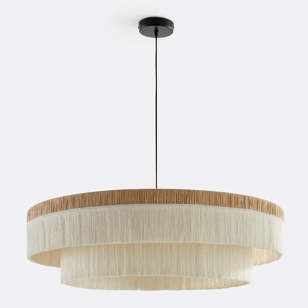 Hanglamp in raffia met franjesØ86 cm, Kavi.