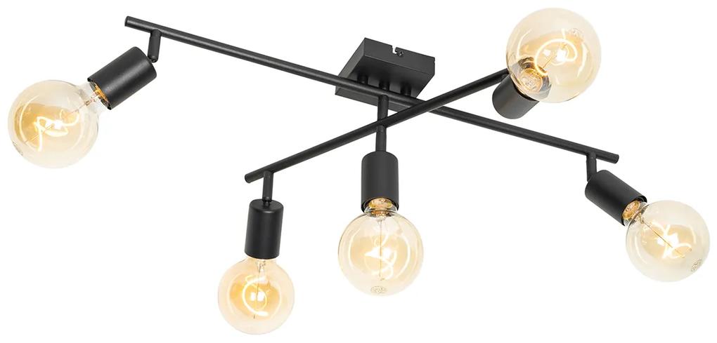 Moderne Spot / Opbouwspot / Plafondspot zwart 5-lichts - Facil Modern E27 vierkant Binnenverlichting Lamp