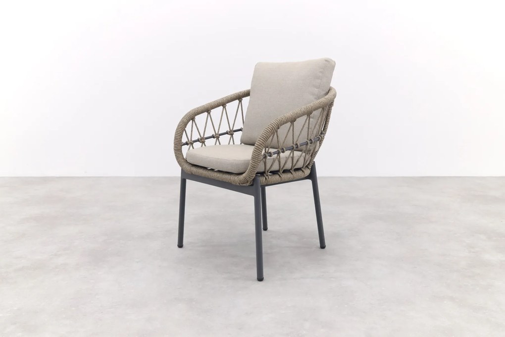 Julia naturel rope dining tuinstoel - Antraciet