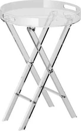 VEVOR Opvouwbare tafel van acryl met dienblad φ40 x 58 cm, bijzettafel van acryl met opvouwbare X-poot, bijzettafel van acryl voor koffie, drankjes, eten, snacks, salontafel voor woonkamer, slaapkamer etc.